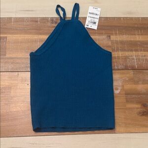 Bar III Blue Ribbed Tank Top